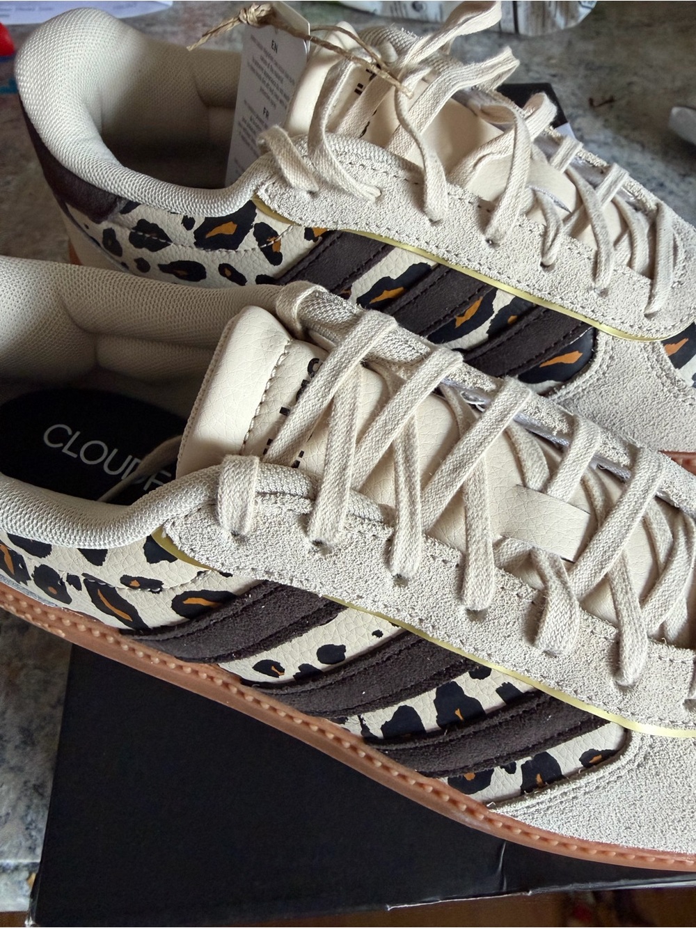 adidas Breaknet Sleek Women's Sneakers in Cream with Leopard Accents